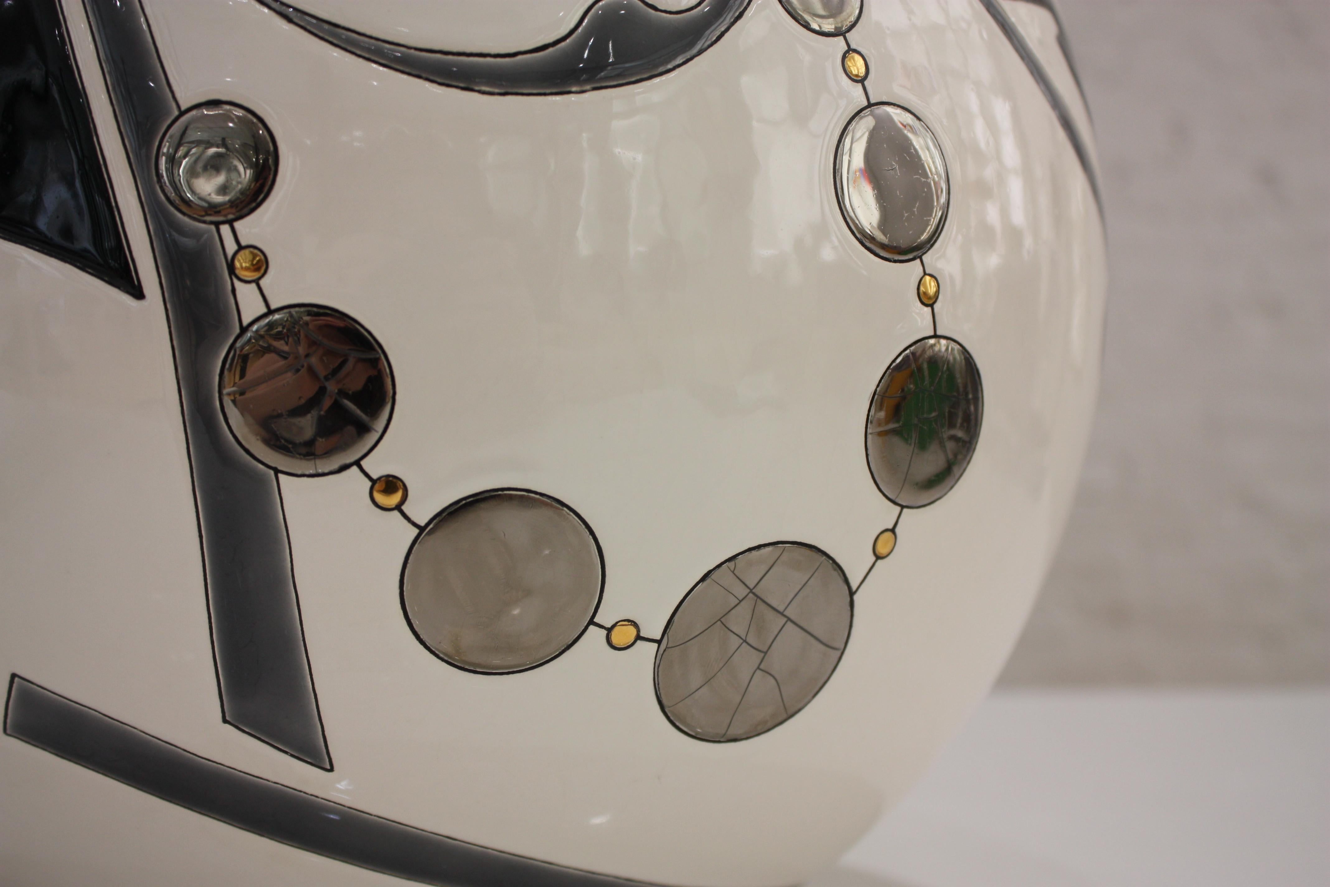 Earthenware Vase Emaux de Longwy, Femme au collier Art Deco