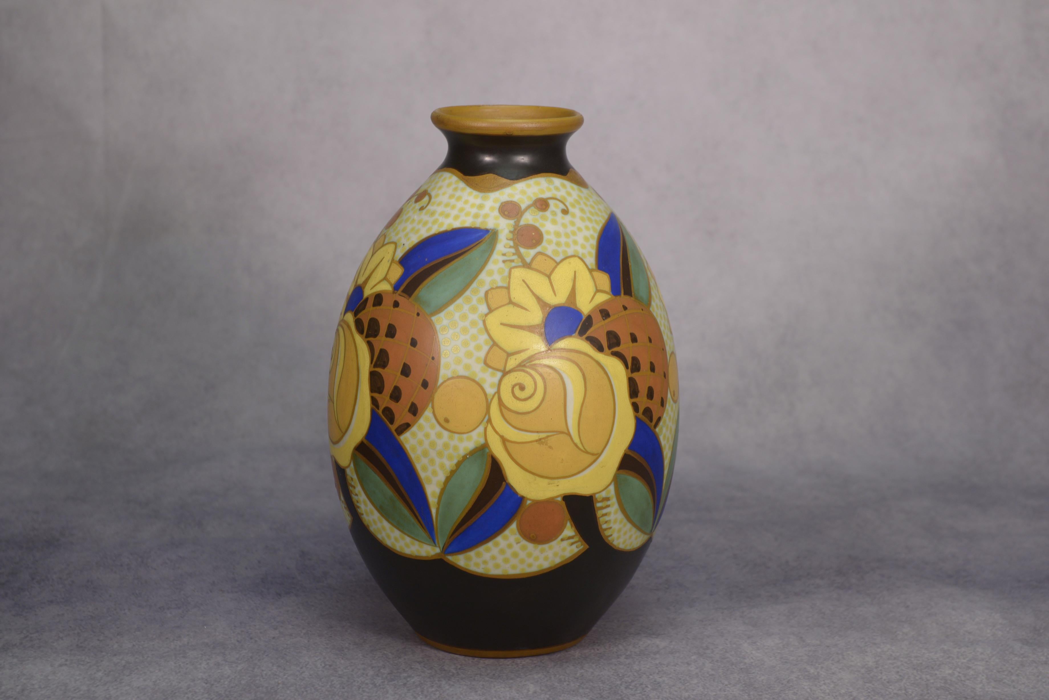 Vase en céramique Art Déco KERAMIS signé Vittorio BONUZZI Modèle D1854 N°975 im Angebot 4