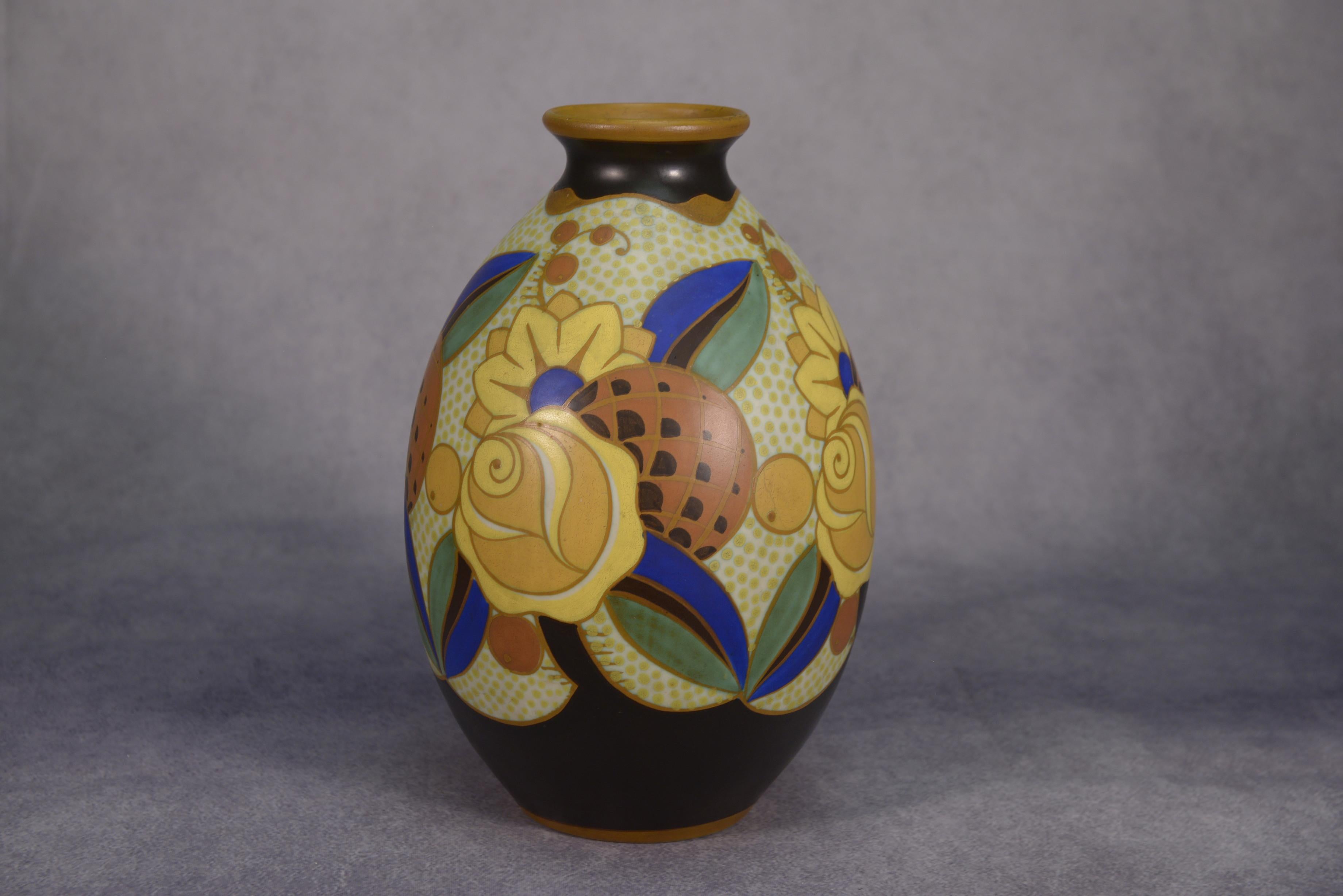Vase en céramique Art Déco KERAMIS signé Vittorio BONUZZI Modèle D1854 N°975 im Angebot 6