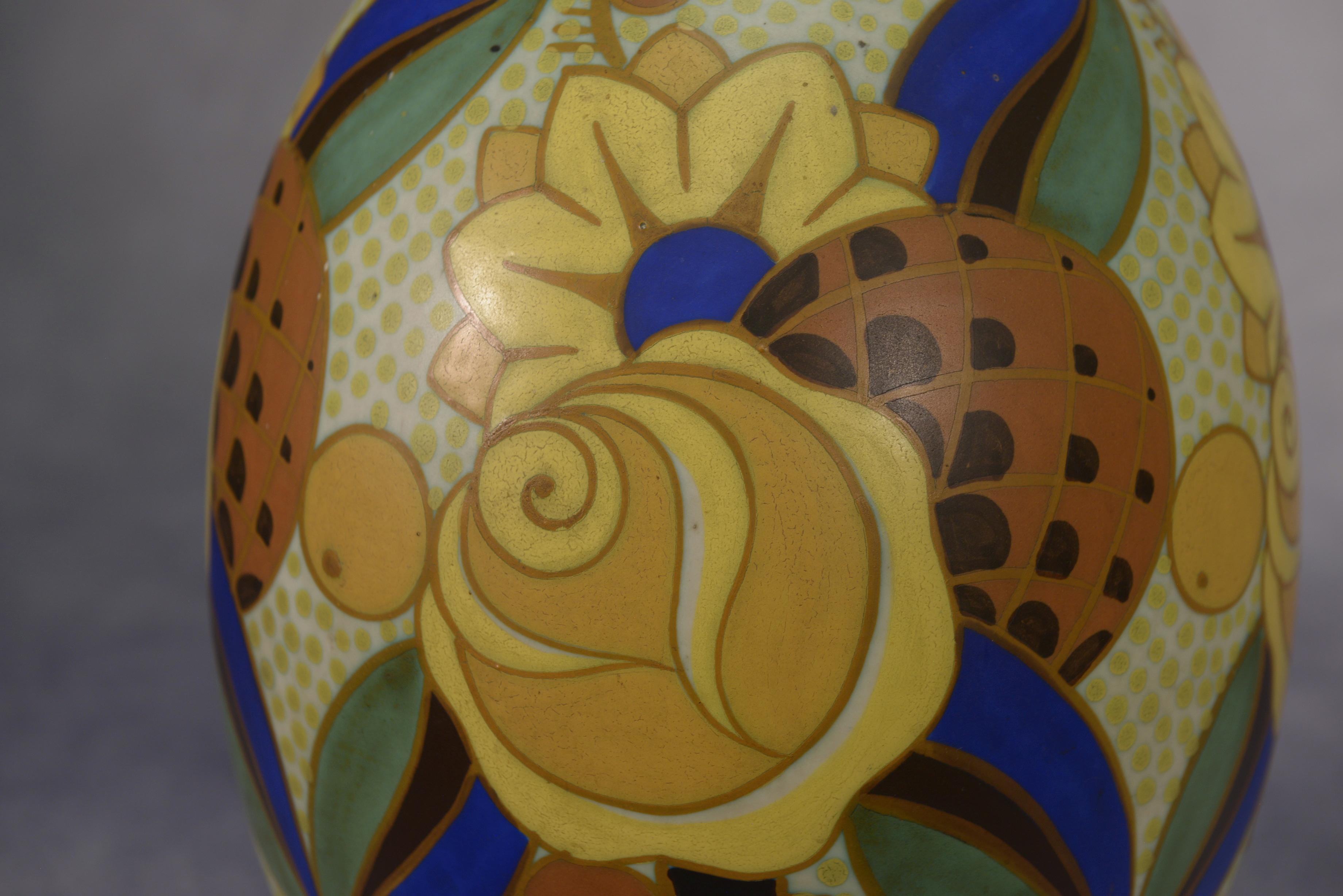 Vase en céramique Art Déco KERAMIS signé Vittorio BONUZZI Modèle D1854 N°975 im Zustand „Gut“ im Angebot in TOURCOING, FR
