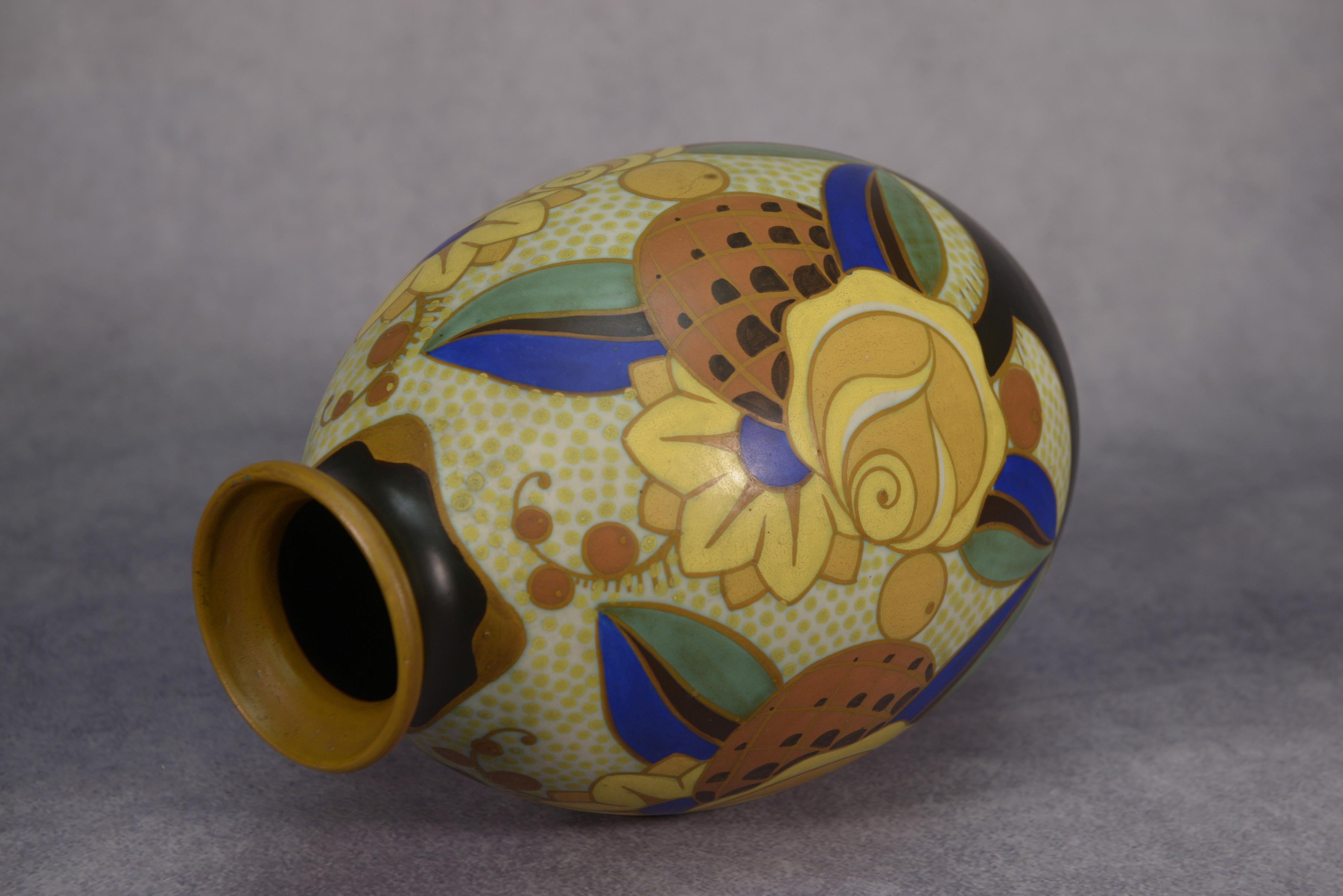 Vase en céramique Art Déco KERAMIS signé Vittorio BONUZZI Modèle D1854 N°975 im Angebot 2