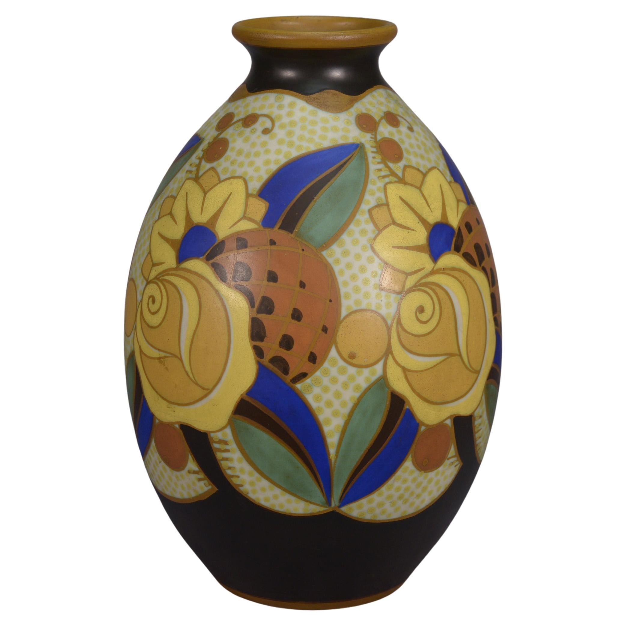 Vase en céramique Art Déco KERAMIS signé Vittorio BONUZZI Modèle D1854 N°975 im Angebot