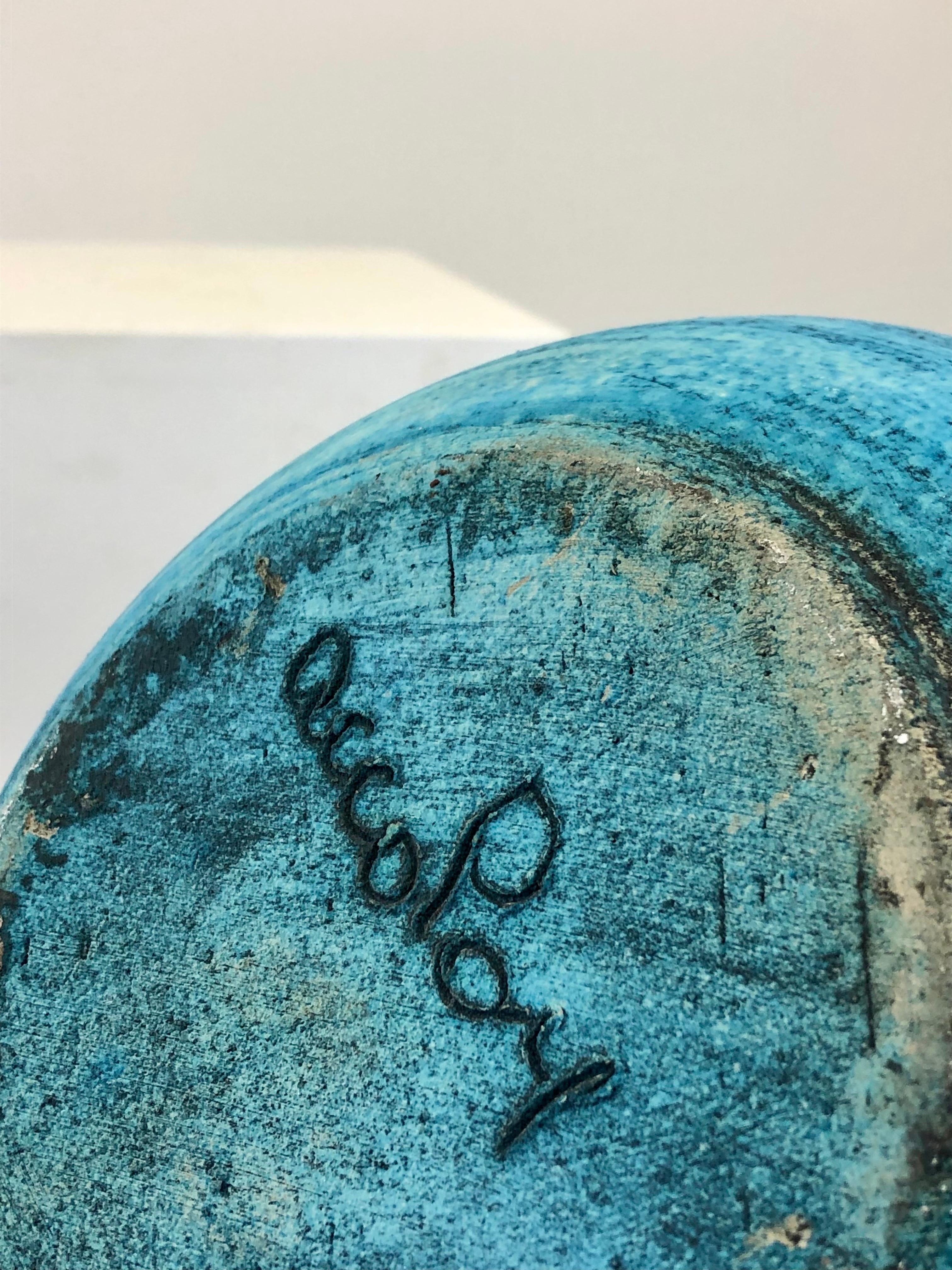 Français Accolay 1960 Vase en céramique Gauloise bleue du milieu du siècle