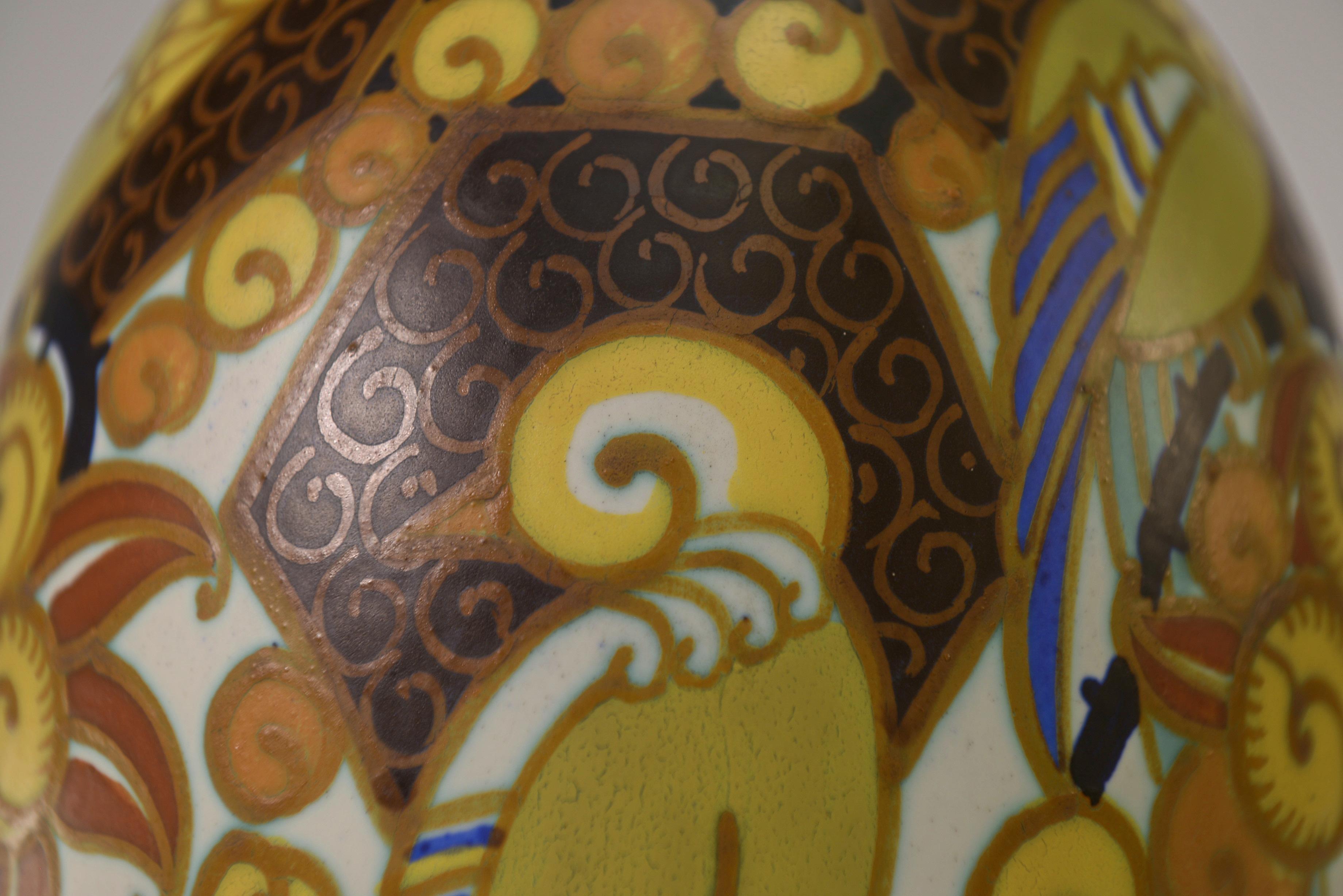 Jarrón en porcelana Art Déco KERAMIS signé Jan WIND 