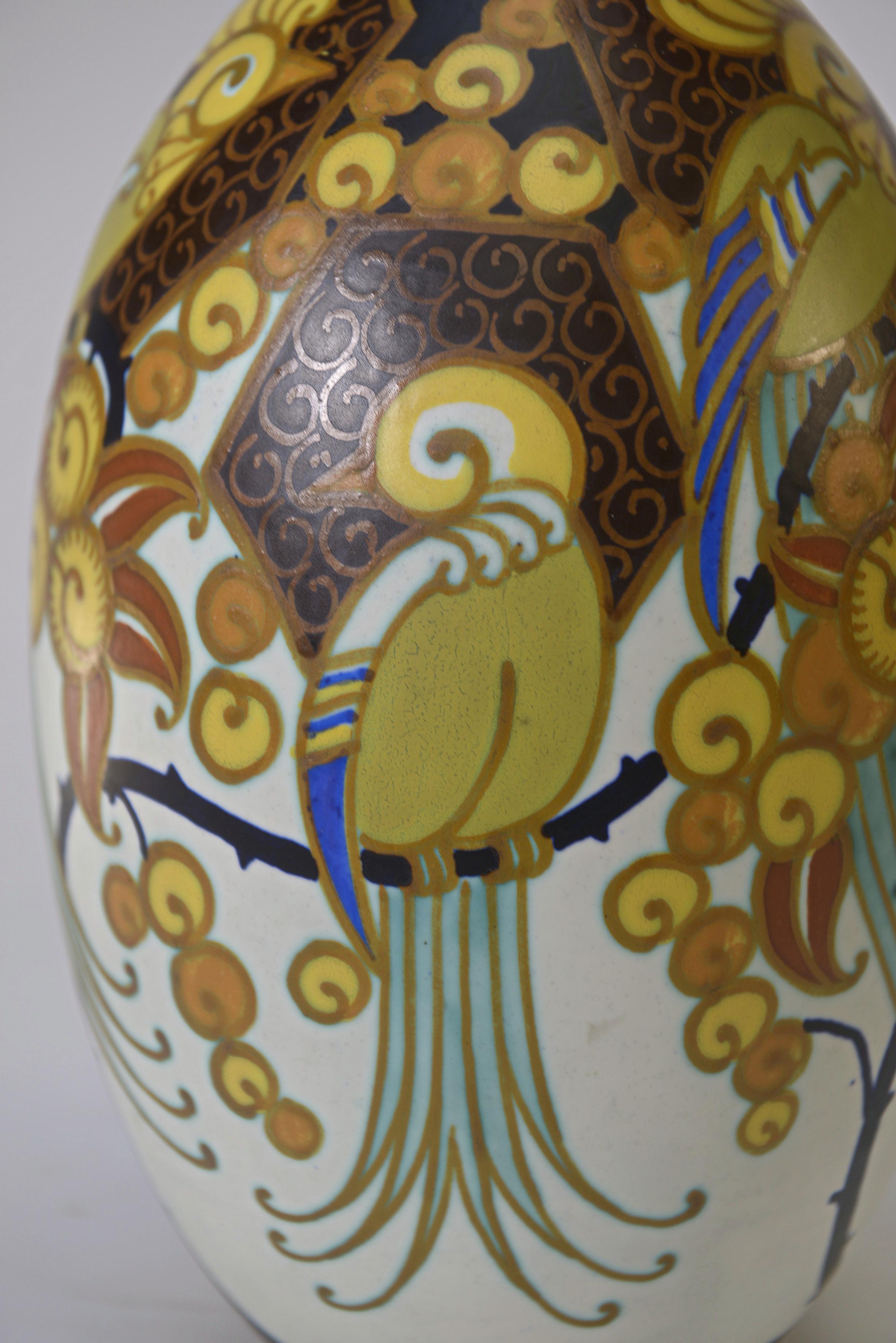 Jarrón en porcelana Art Déco KERAMIS signé Jan WIND 