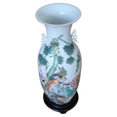 Vase en porcelaine céladon décor oiseaux et fleur Chine XIX Siècle grande taille