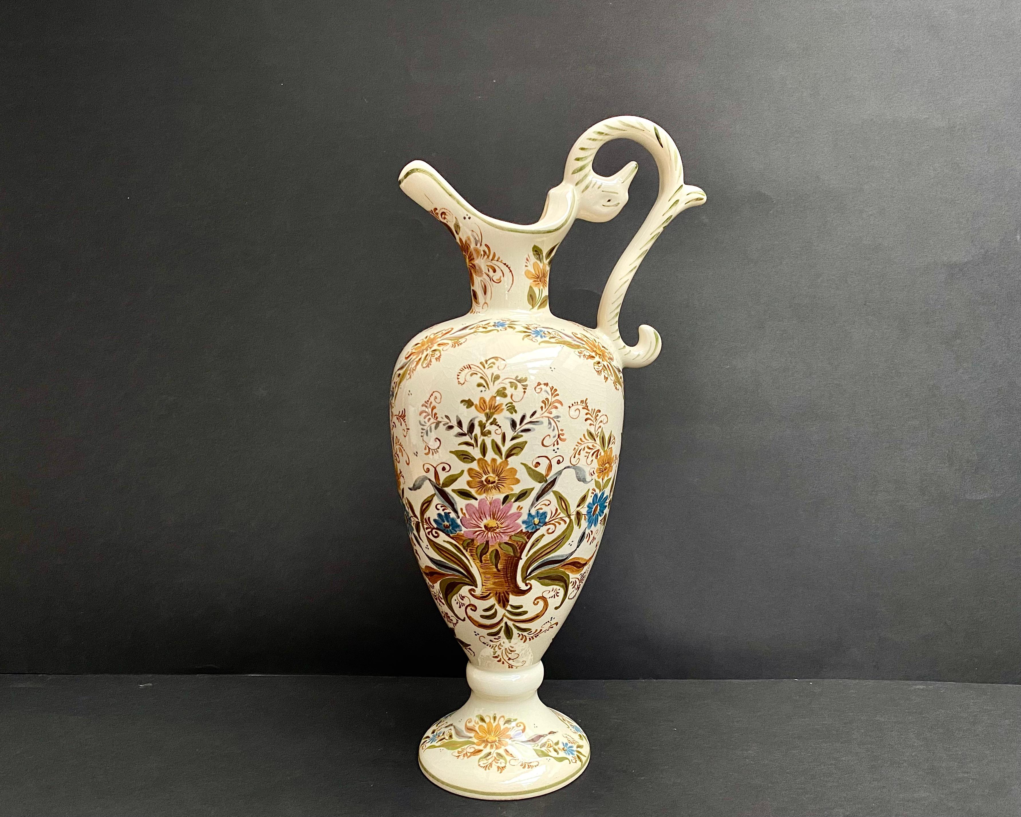 Vase Enamelled Ceramic Vintage Pitcher Hubert Bequet, Belgium, 1950s For Sale 1