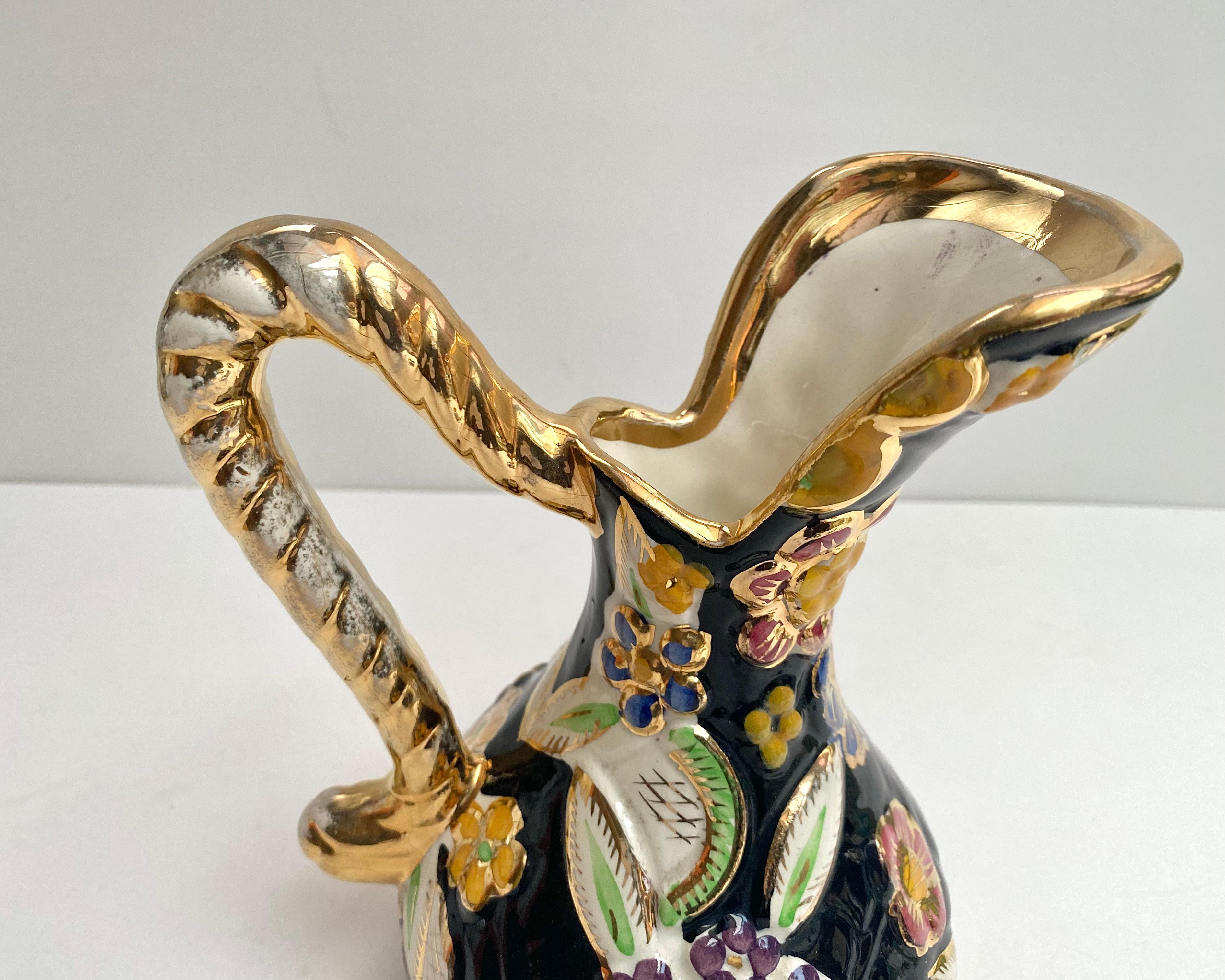 Vase Enamelled Ceramic Vintage Pitcher Hubert Bequet Floral Vase Belgium 1950 For Sale 1