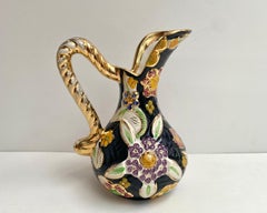 Vase Enamelled Ceramic Vintage Pitcher Hubert Bequet Floral Vase Belgium 1950