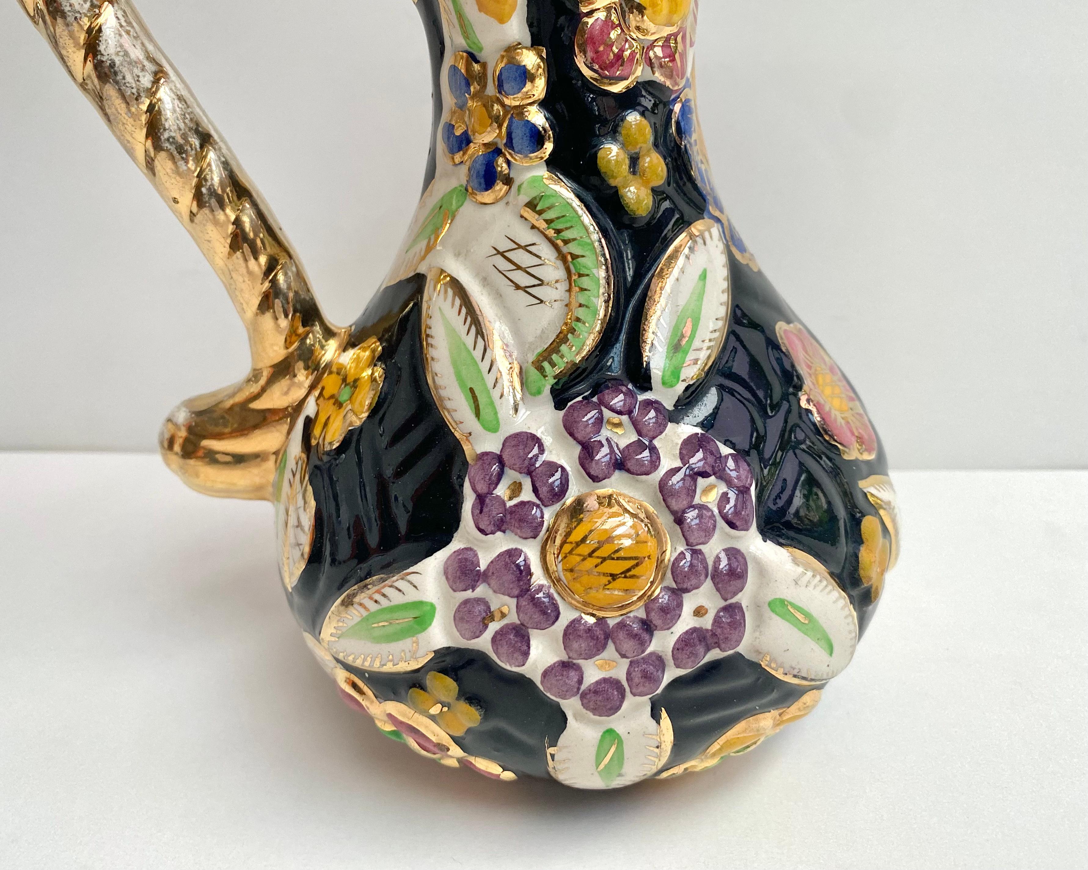 Belge Vase vintage Pichet Hubert Bequet Vase floral émaillé Belgique 1950 en vente