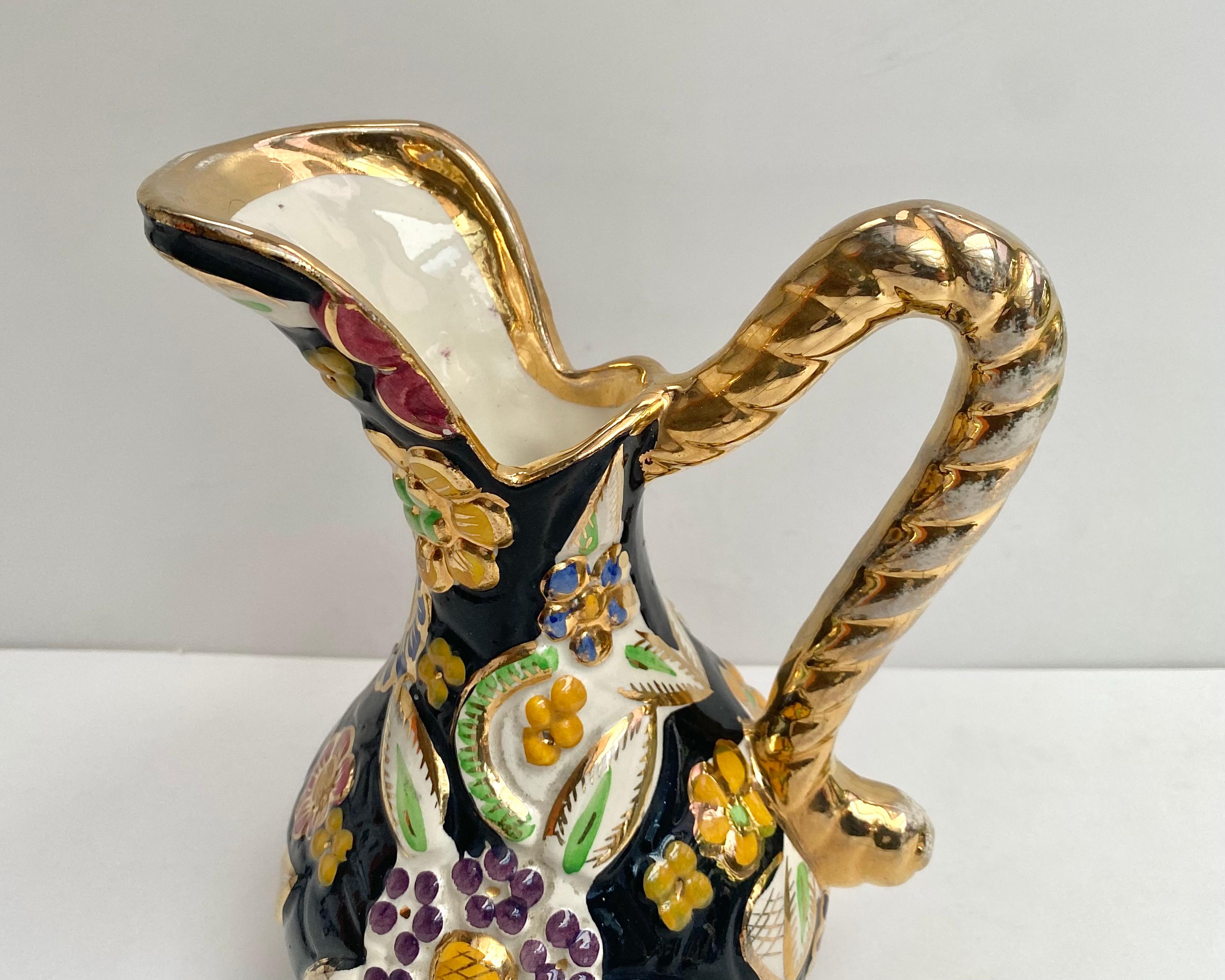 Milieu du XXe siècle Vase vintage Pichet Hubert Bequet Vase floral émaillé Belgique 1950 en vente