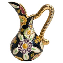 Vase Enamelled Ceramic Antique Pitcher Hubert Bequet Floral Vase Belgium 1950