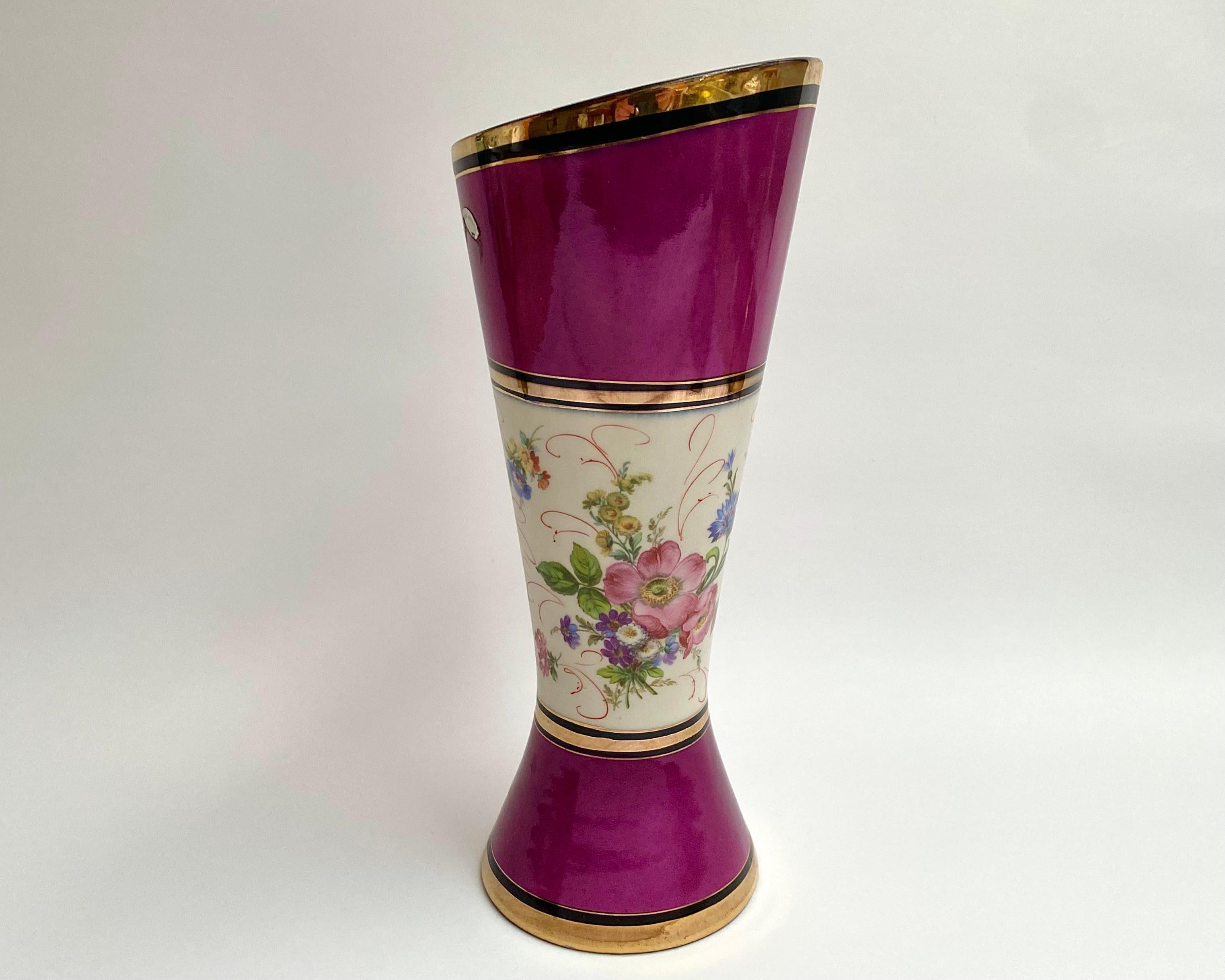 Mid-20th Century Vase Faience H.Bequet Ceramic Design Vase 