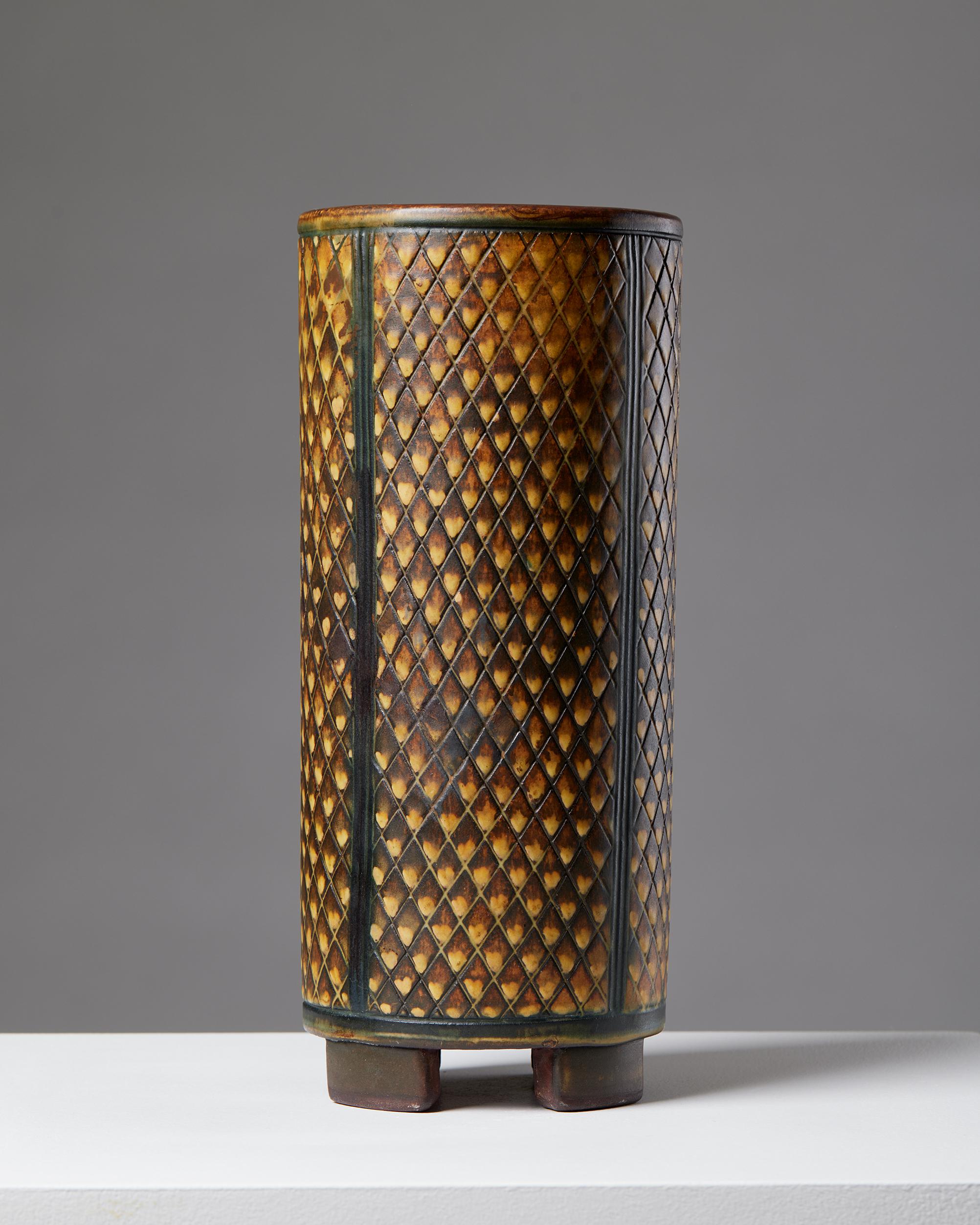 Mid-Century Modern Vase ‘Farsta’ Designed by Wilhelm Kåge for Gustavsberg, Sweden, 1952 For Sale