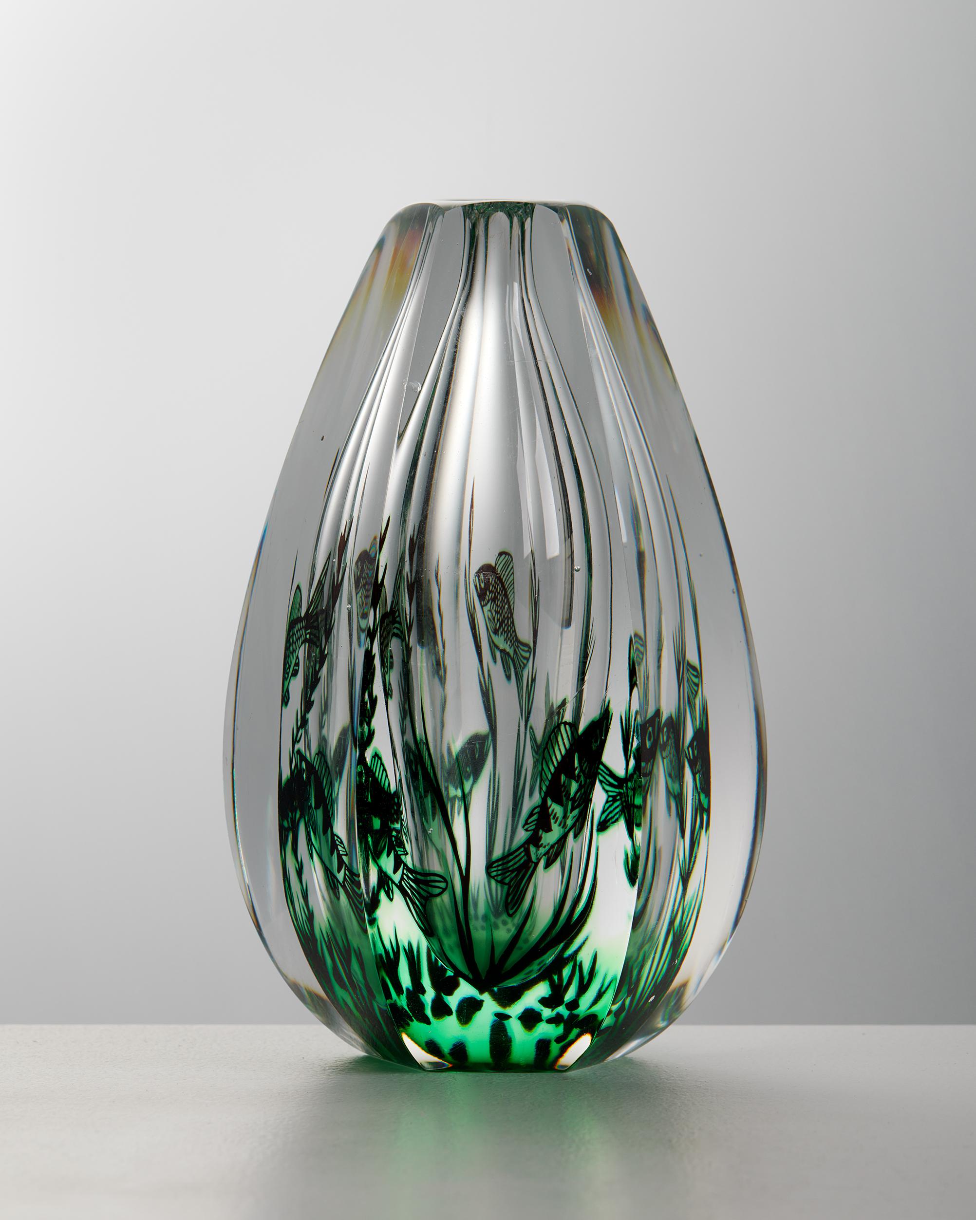 Vase 'Fish Graal' entworfen von Edward Hald für Orrefors, Schweden, 1949 (Schwedisch) im Angebot