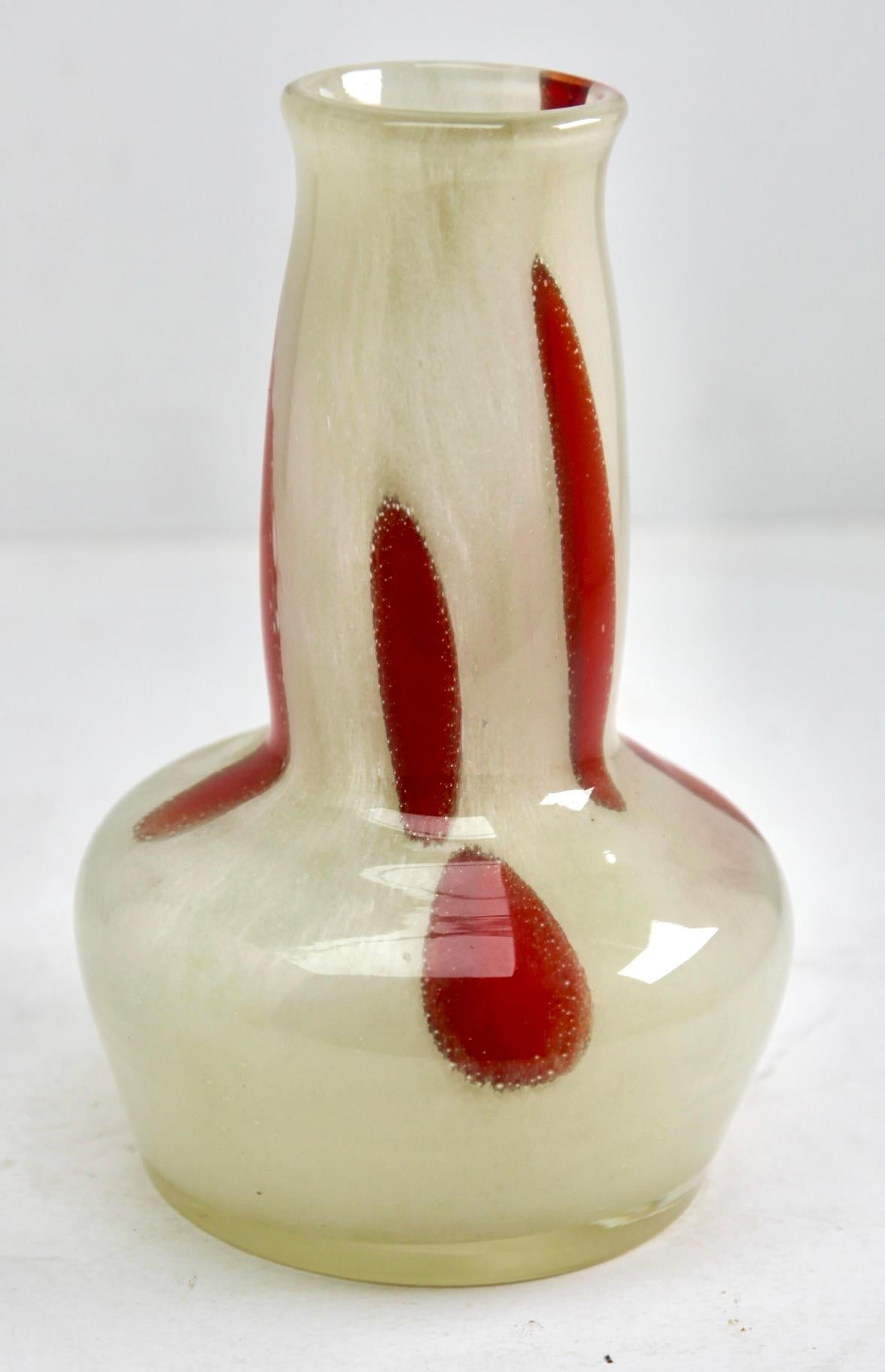 Mid-Century Modern Vase Flora Rare De Frantisek Koudelka, Beige-Rouge, Prachen, 1970s For Sale
