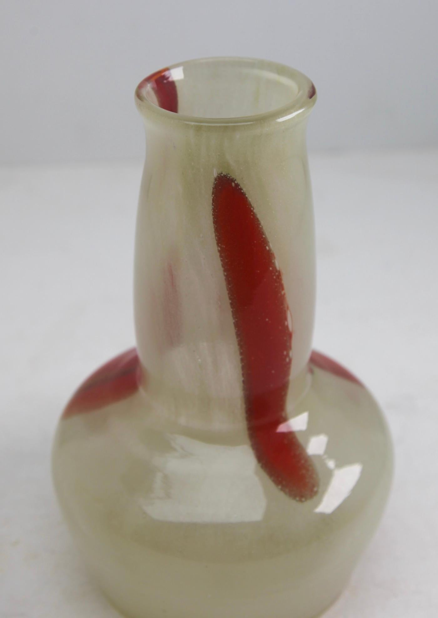 Hand-Crafted Vase Flora Rare De Frantisek Koudelka, Beige-Rouge, Prachen, 1970s For Sale