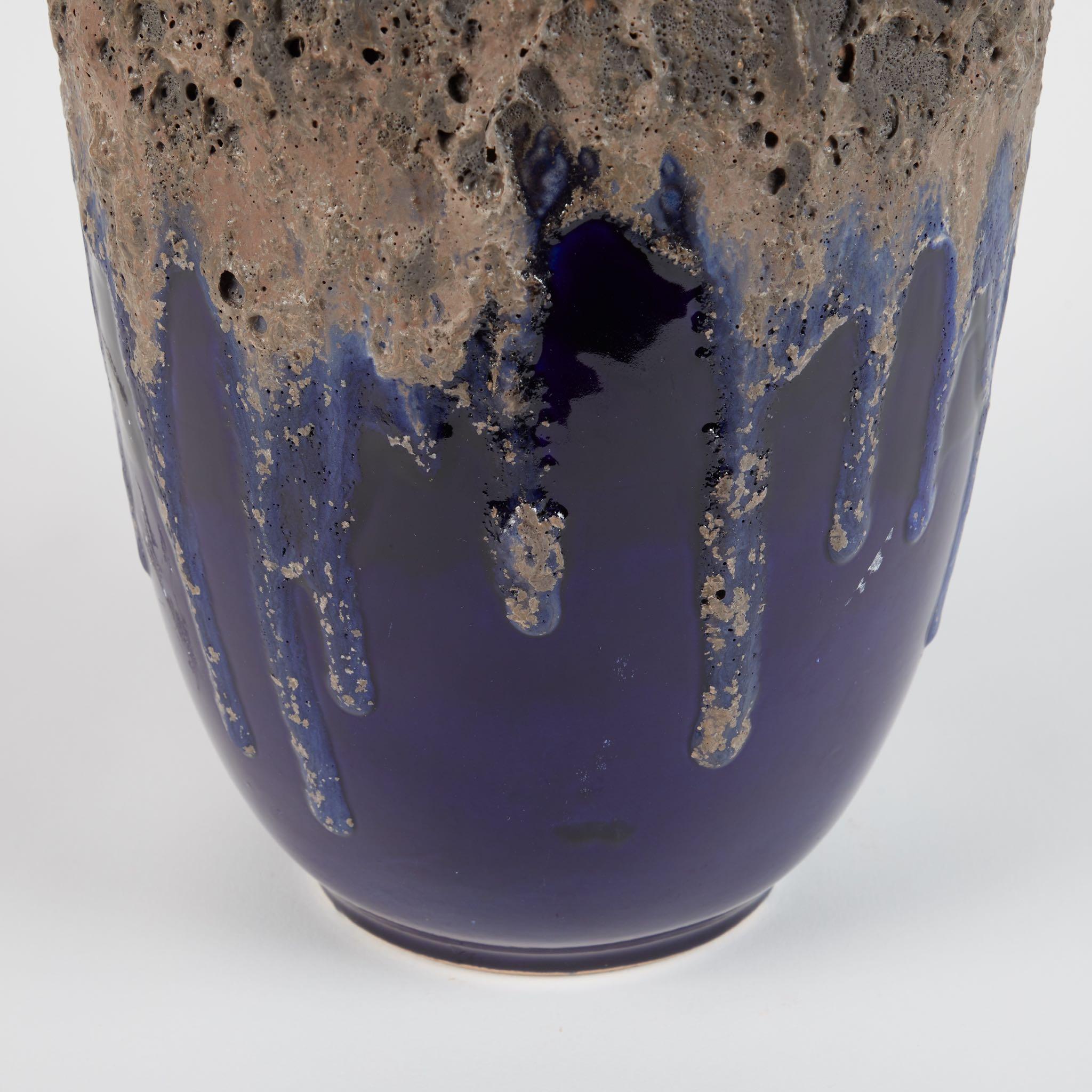 blue and brown pottery