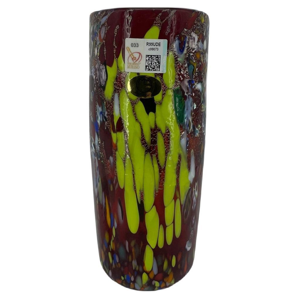 Vase de la collection "Fantaisie" en verre de Murano soufflé rouge de Imperio Rossi en vente