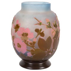 Vase Gallée, Decors "Japanese Cherry Blossoms" Signed