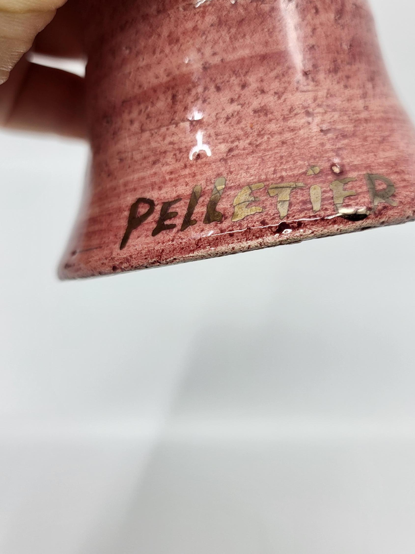 Vase Georges Pelletier céramique Francaise rose doré à l'or French Riviera 1970 For Sale 2