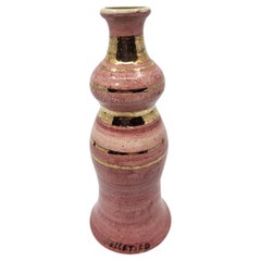 Vase Georges Pelletier céramique Francaise rose doré à l'or French Riviera 1970