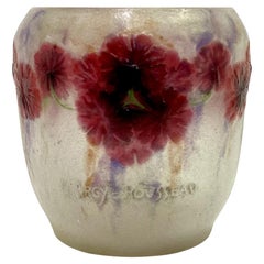 Vase "Geranium" Pink, Violet and White Glass Paste by Gabriel Argy-Rousseau