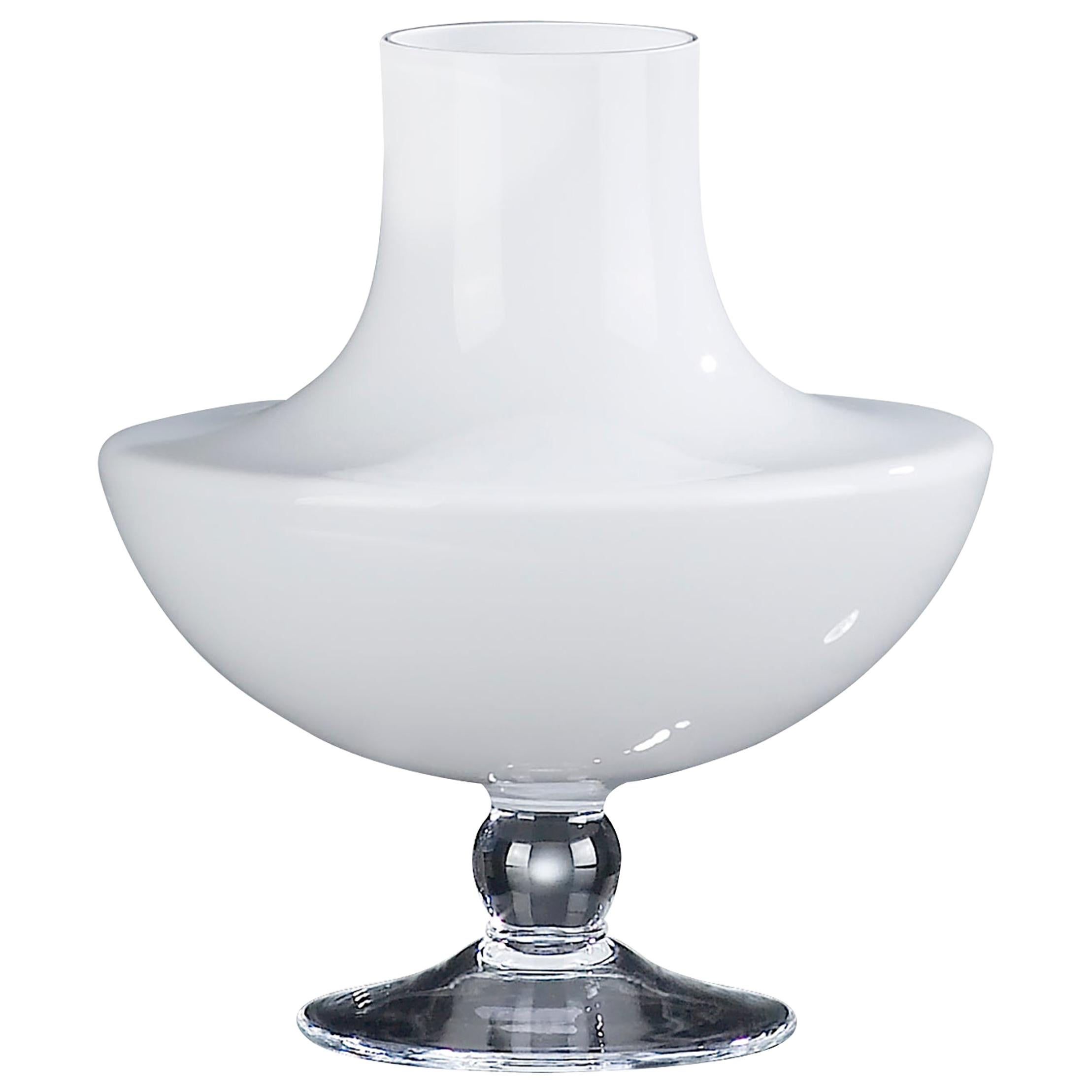 Vase Giunone White and Clear, in Glass, Italy For Sale