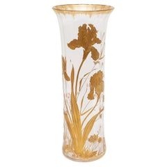 Vase Glas Vergoldete Iris St Louis Kristall Frankreich
