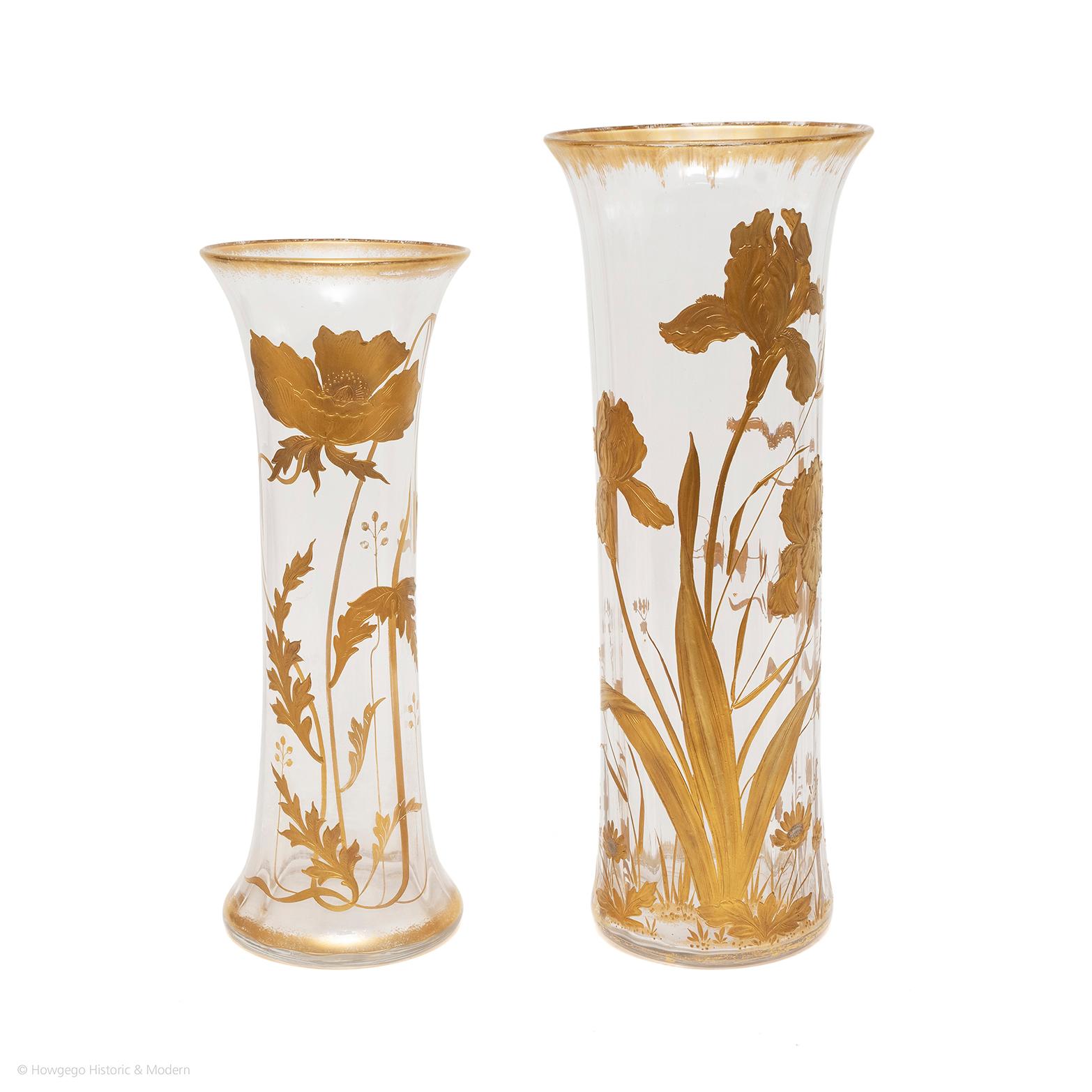 Gilt Vase Glass Gilded St Louis Crystal Convolvulus France 34cm 13 1/4