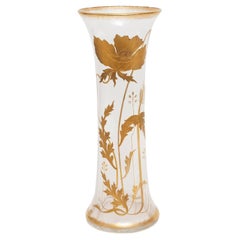 Vintage Vase Glass Gilded St Louis Crystal Convolvulus France 34cm 13 1/4" high
