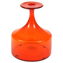 Vase, Glass, Midcentury, Greenwich Flint Craft, circa 1950, Orange Glass, USA