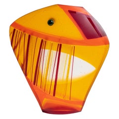 Vase aus orangefarbenem Glas in Fischform „Red Sea“ von Delia Ruiz Malo & 40 Plumas
