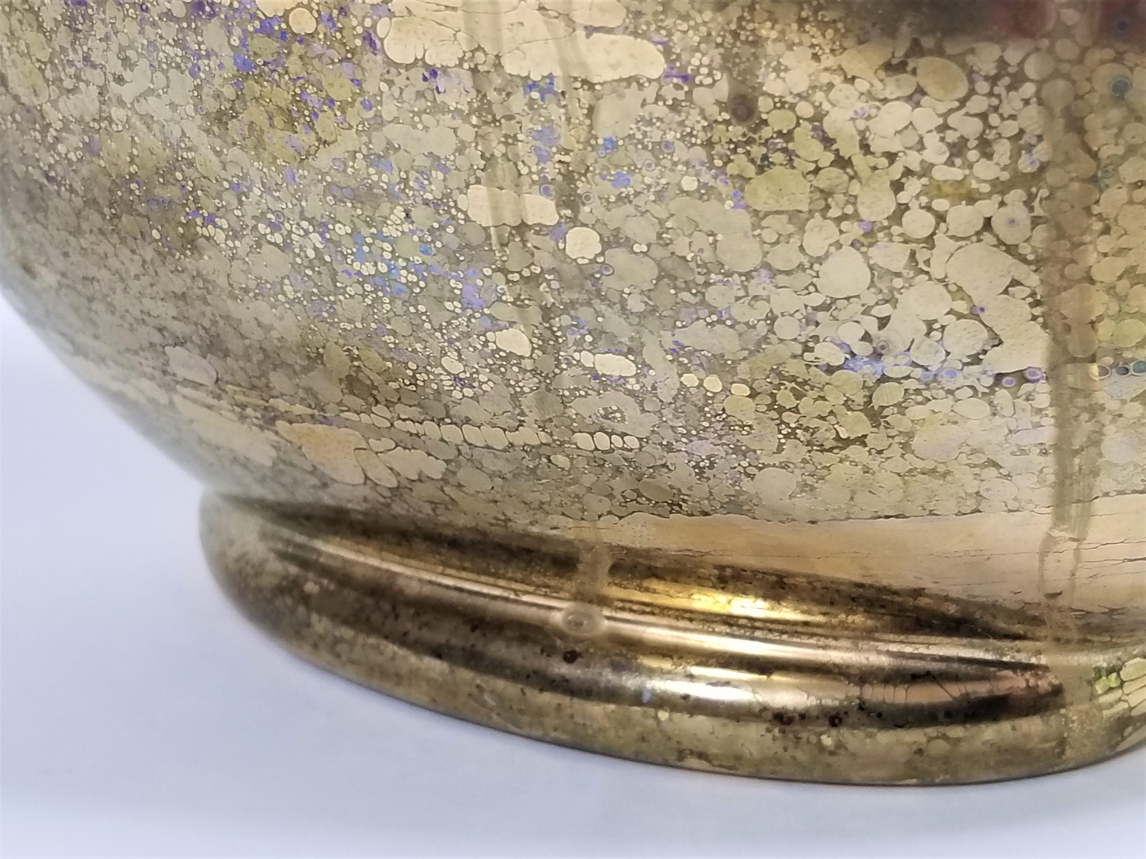 Vase Gold Metallic Glazed Ceramic Signed 6