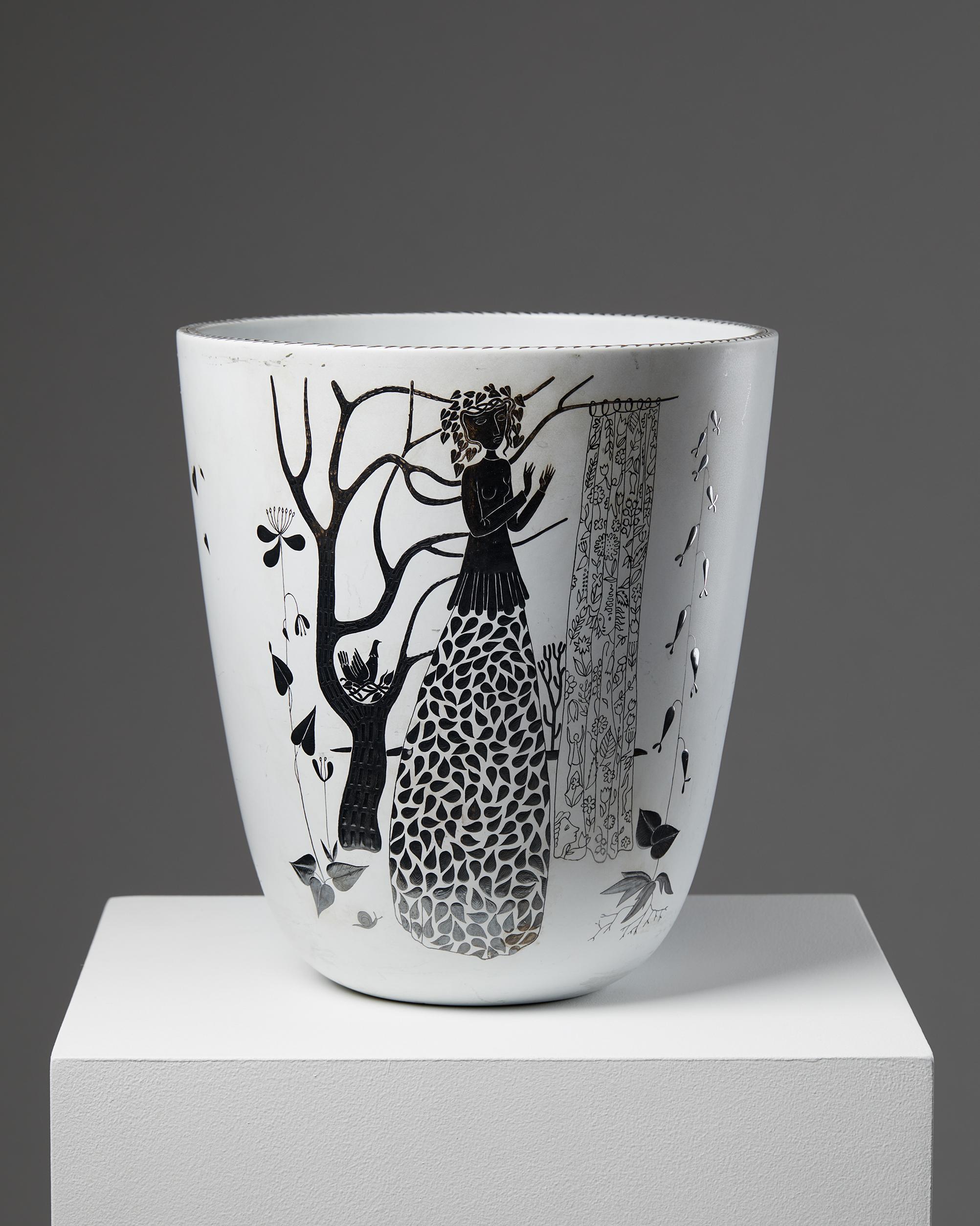 Mid-Century Modern Vase ‘Grazia’ Designed by Stig Lindberg for Gustavsberg, Sweden, 1956 For Sale