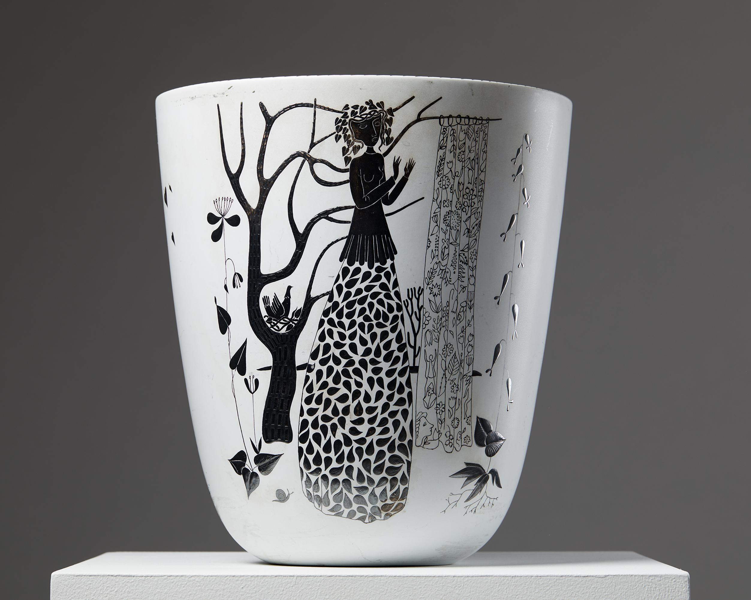 Swedish Vase ‘Grazia’ Designed by Stig Lindberg for Gustavsberg, Sweden, 1956 For Sale