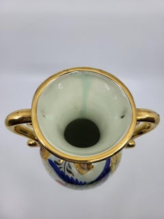 Jarrón H. H. Becquet en céramique décor à l'or fin Belgique 1950