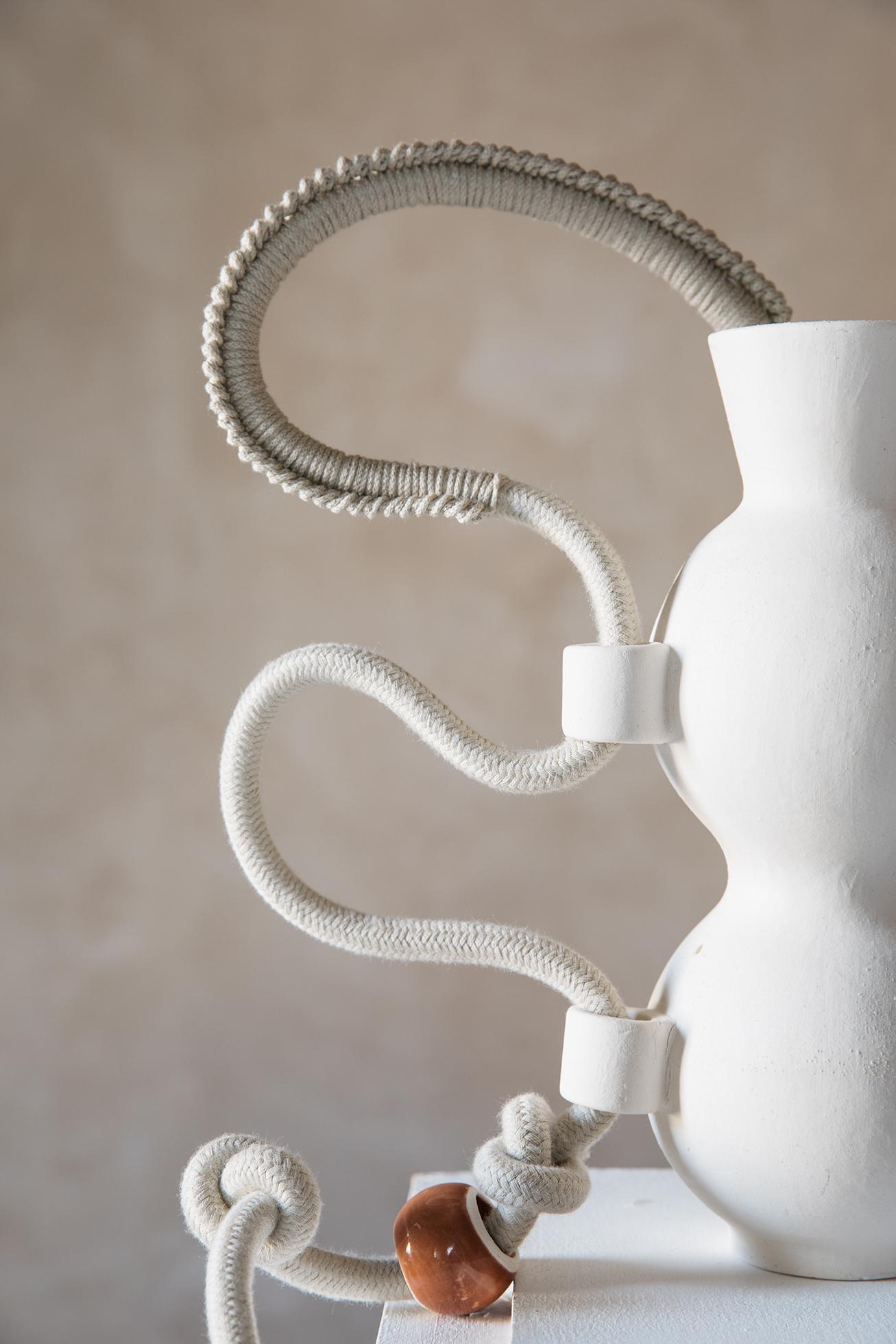 Vase Handmade Crochet in Stoneware, Acrylic, Cotton Limited Edition 3