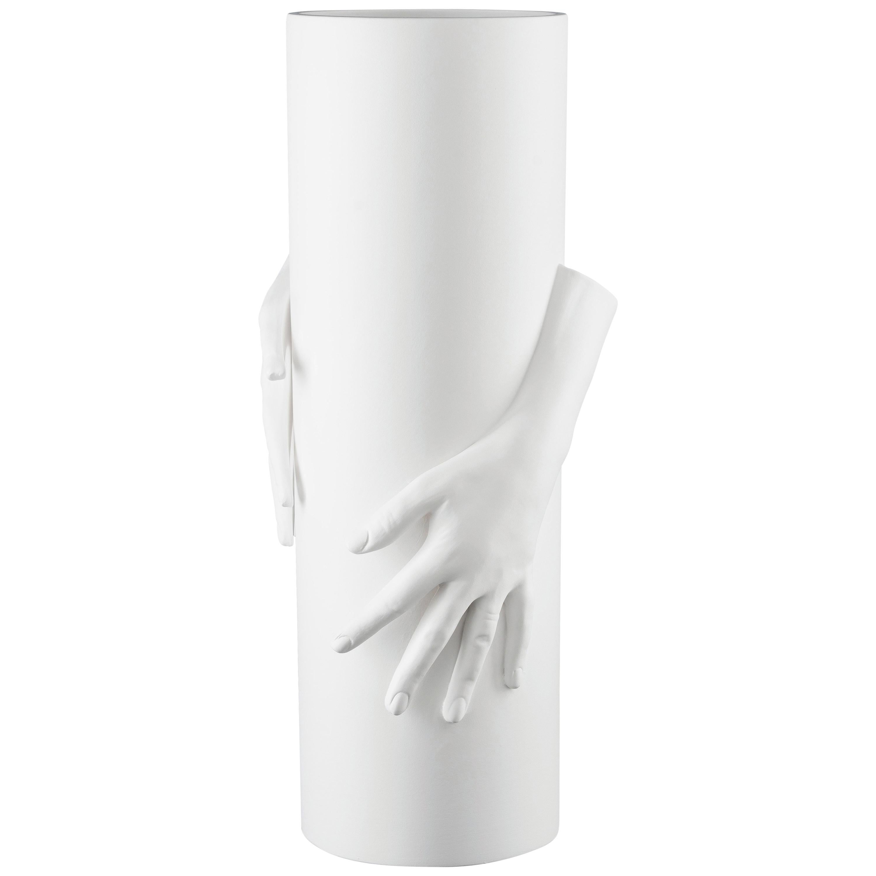 Vase Hands, Matt White Ceramic, Italy For Sale