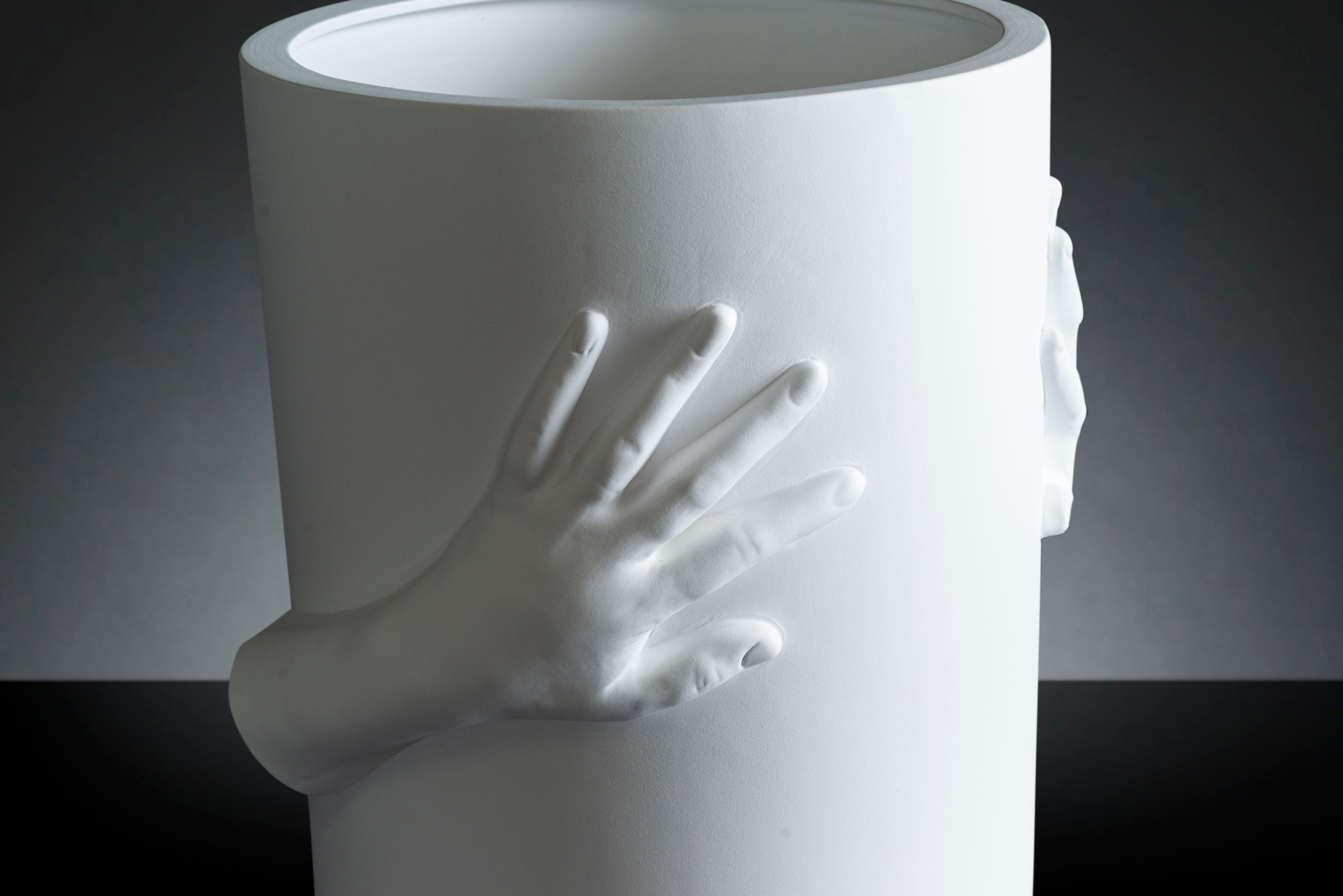 Modern Vase Hands Small, Matte White Ceramic, Italy For Sale