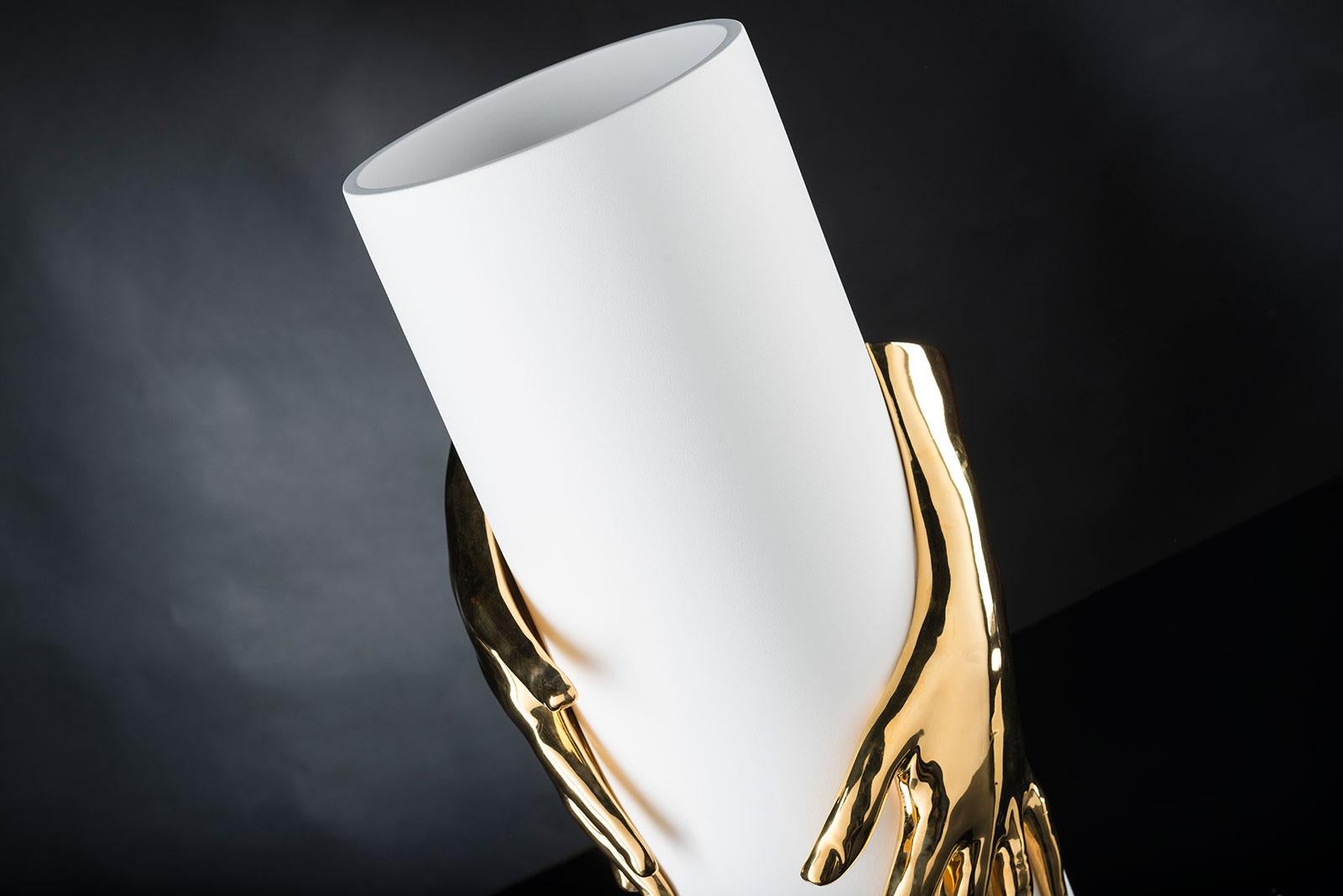 italien Vase Aiguilles, céramique blanche et or, Italie en vente