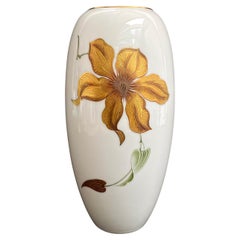 Jarrón Heinrich Selb Baviera Para Flores en Porcelana Pintada a Mano, Vintage, Años 70