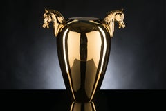Vase Horse Big, Gold 24-Karat, in Ceramic, Italy