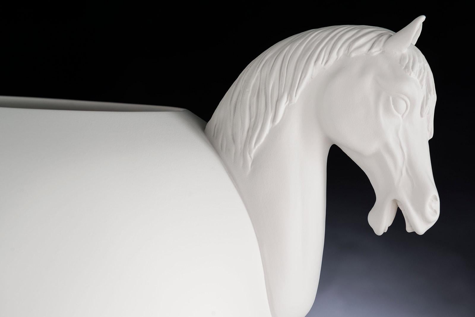 Modern Vase Horse Big, Matt White Ceramic, Italy For Sale