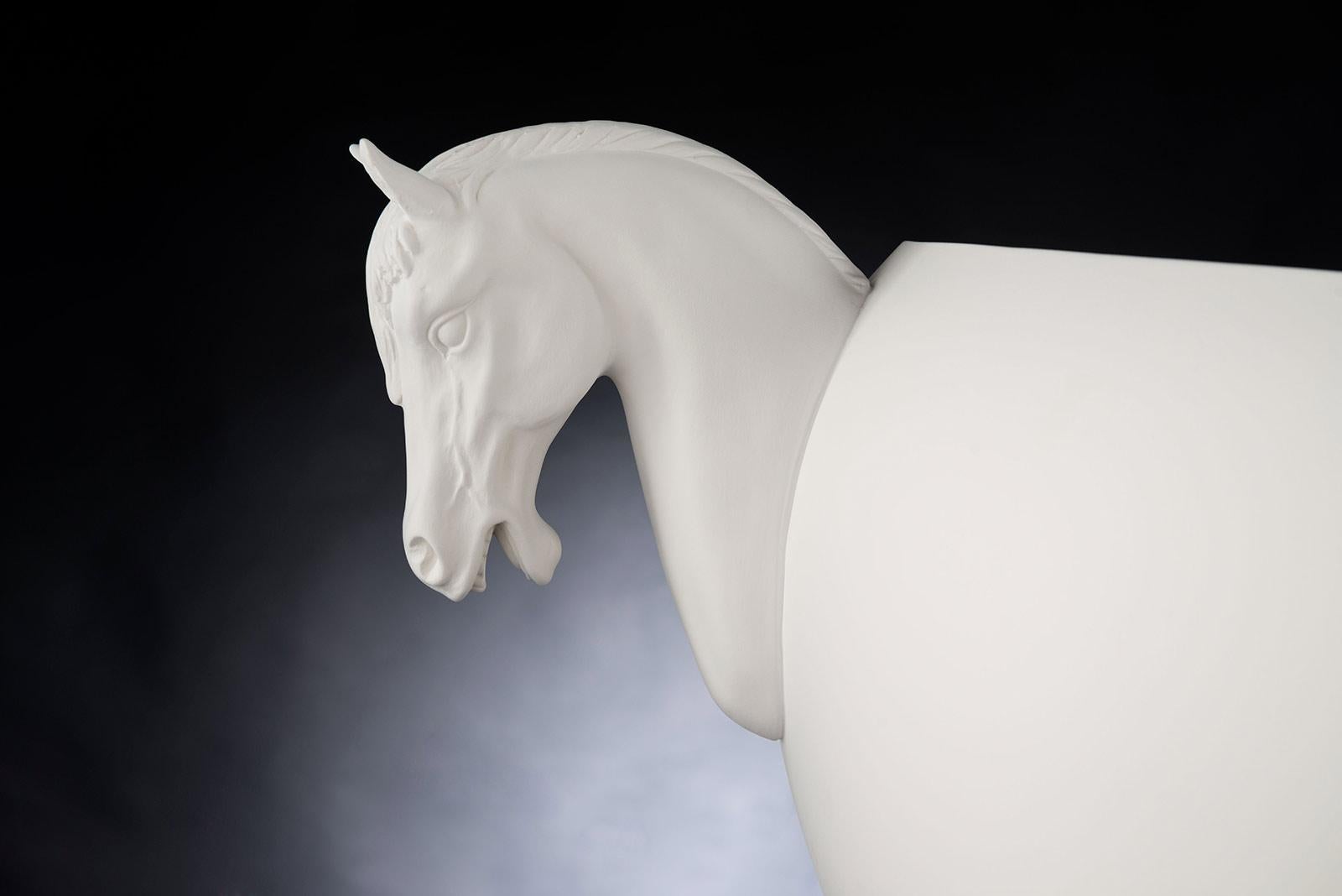 Modern Vase Horse Small, Matt White Ceramic, Italy For Sale