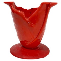 Vase I’l Rumore del Tempo, red, by Gaetano Pesco for Fish Design