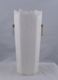 Vase in Alabaster and Brass Iceberg by Arriau