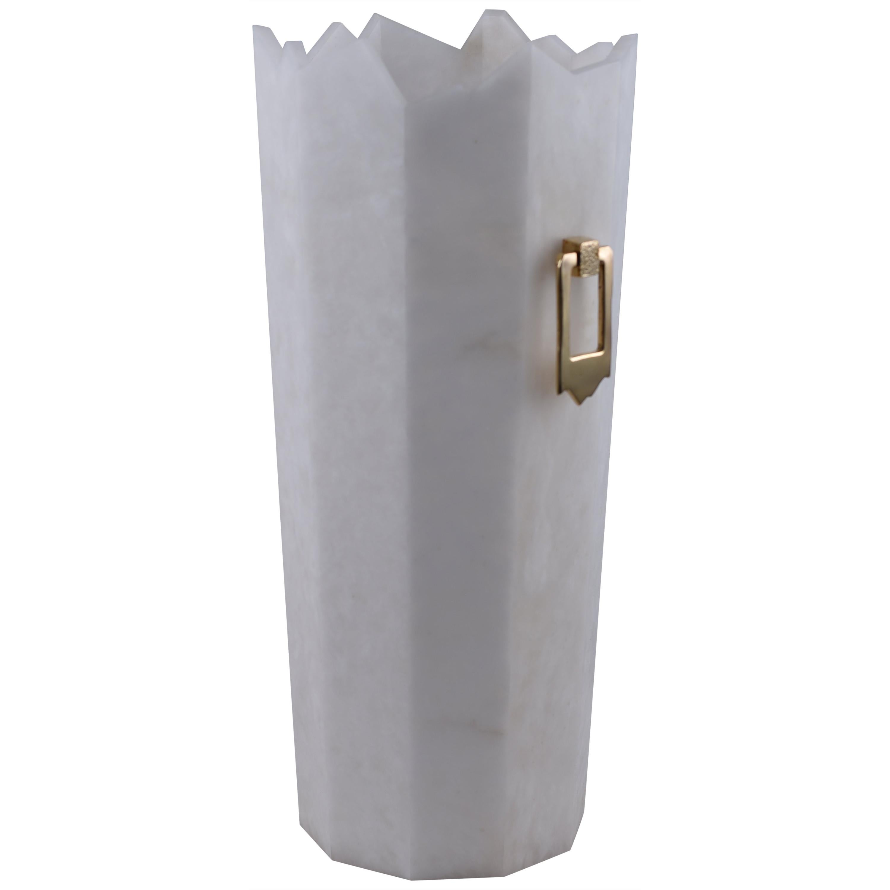 Vase in Alabaster and Brass Iceberg by Arriau For Sale