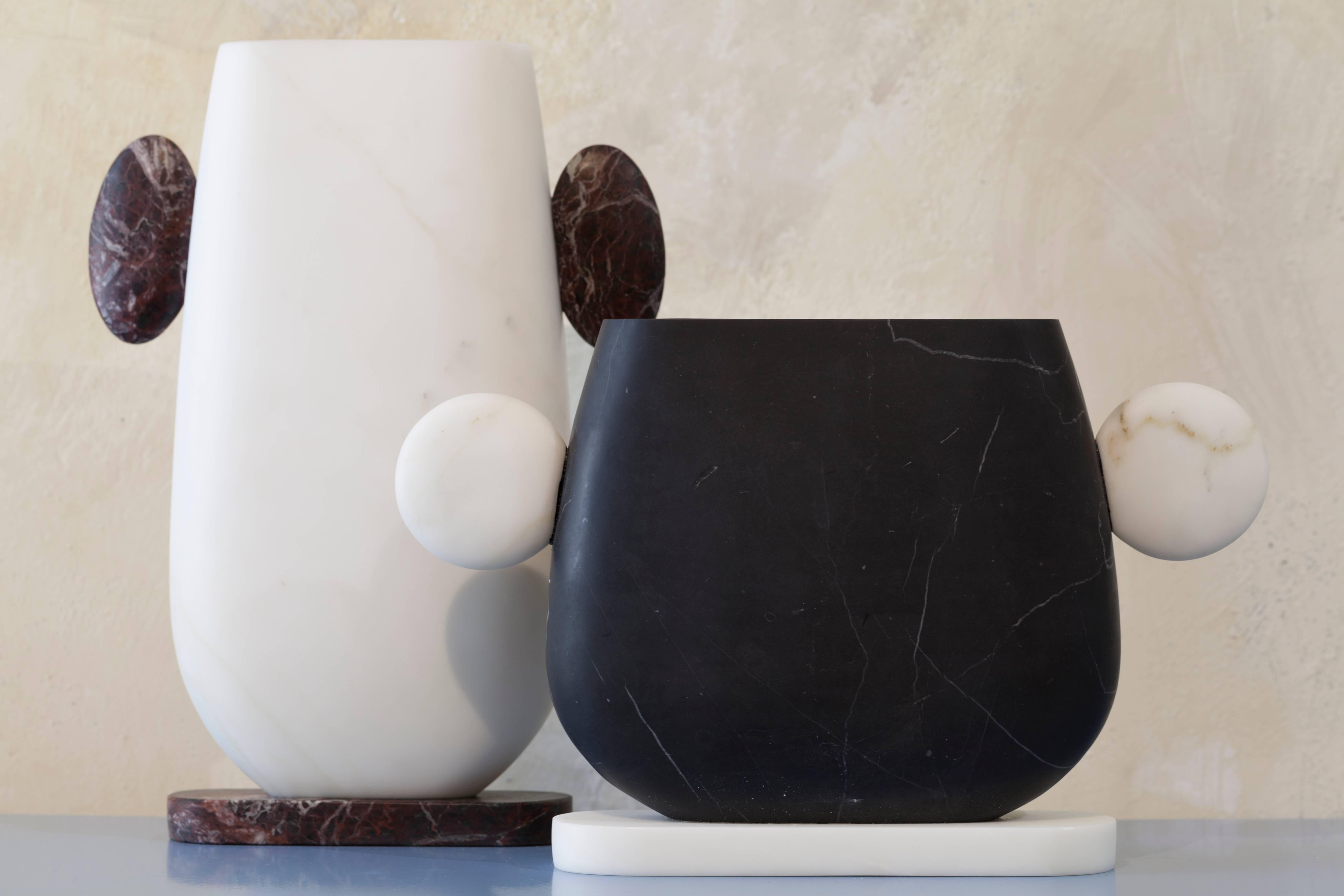 New Modern Vase in White and Red Marble, creator Matteo Cibic For Sale 4