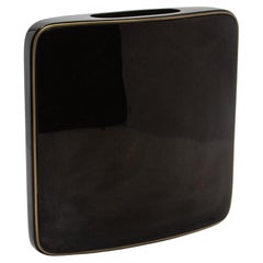 Vase in Black Shell with Brass Details by R&Y Augousti
